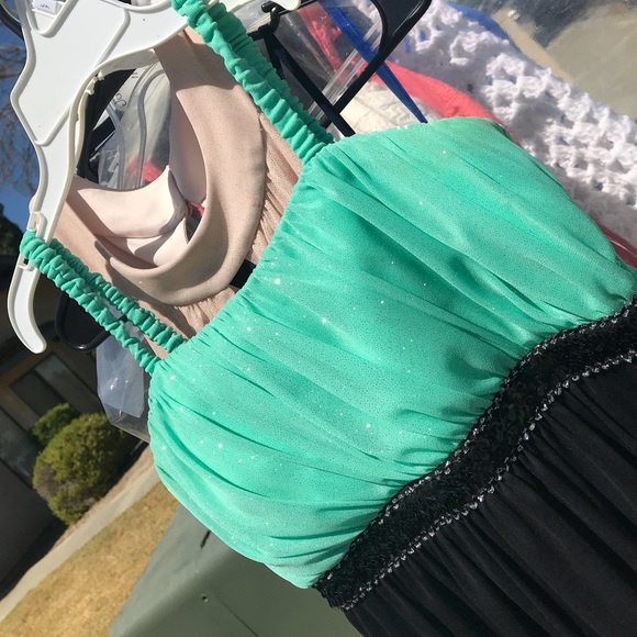 Agua and black long dress - Picture 1 of 5